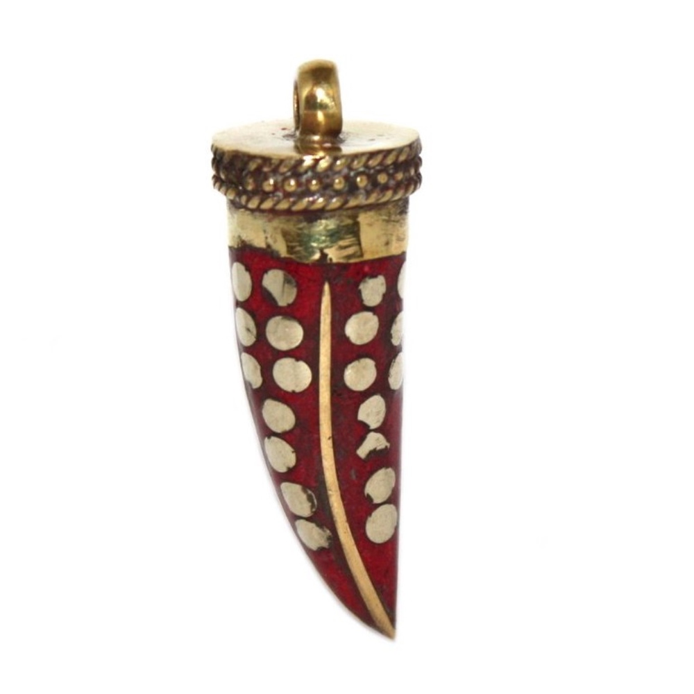 Red and Gold Enamel Tooth Pendant Necklace Charm